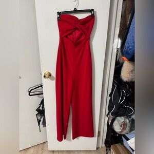 Lulu's Knot Top Red Jumpsuit